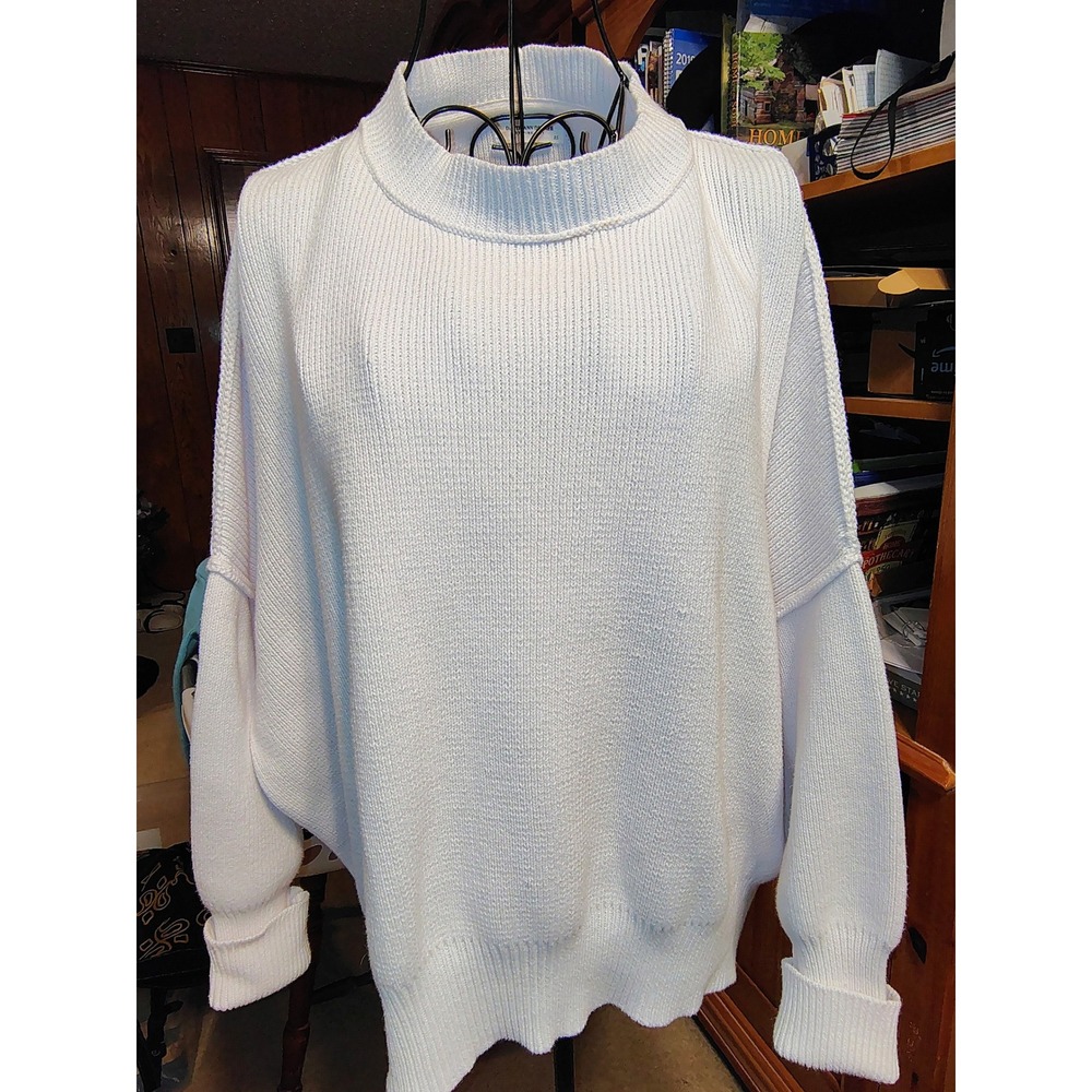 Daryl-Ann Denner by Pink Lily Ribbed Oversized CrewNeck Pullover Sweater Size XS